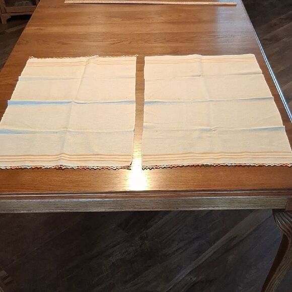 Vintage Tea Towels ( One Tatted Both Sides, One On One Side) - Picture 1 of 10